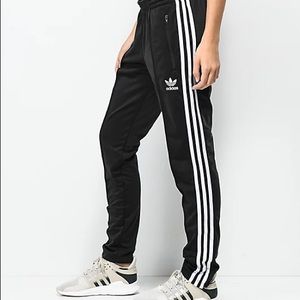 ADIDAS Black and White 3 stripe tricot track pants M